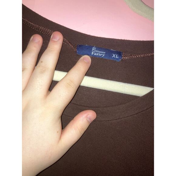 Simier Fariry chocolate brown comfy knee length dress size XL - Picture 3 of 6